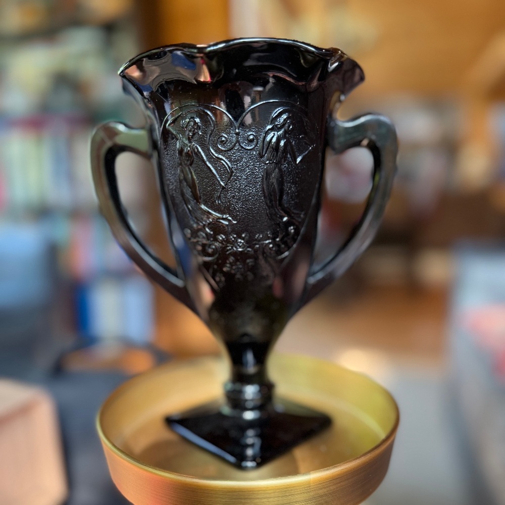 Black Glass Pedestal Vase